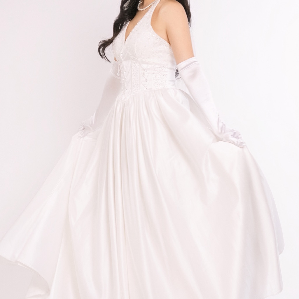 Yesstyle Embellished Tie Front Halter Gown In White — image 5 of 5